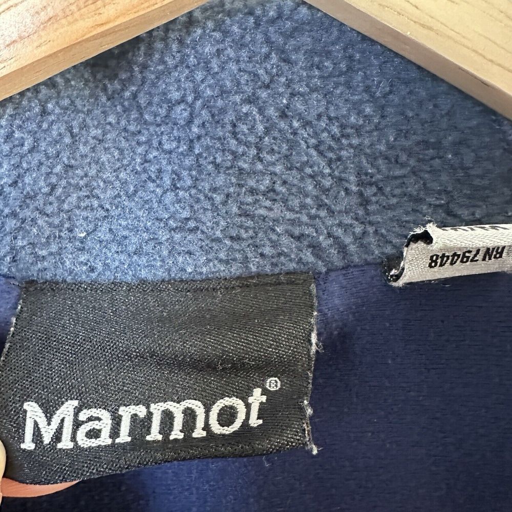 Marmot Jacket Womens Medium Navy Coda Fleece Quilted Polartec Hooded Outdoor Ski - Picture 4 of 10